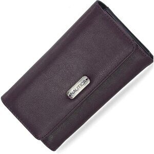 Women's Plum Money Manager RFID Slim Wallet Card Holder with Coin